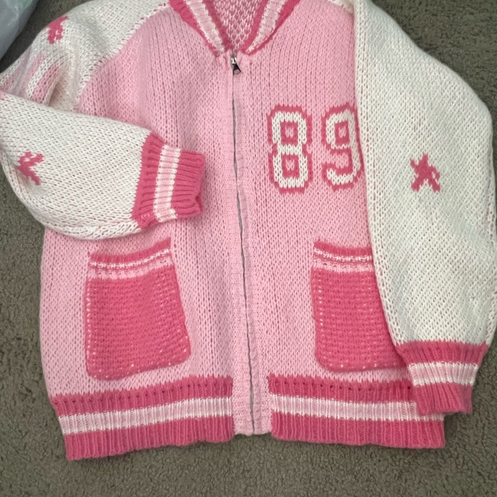 Bailey Rose Pink and White Knit Sweater - Picture 2 of 3